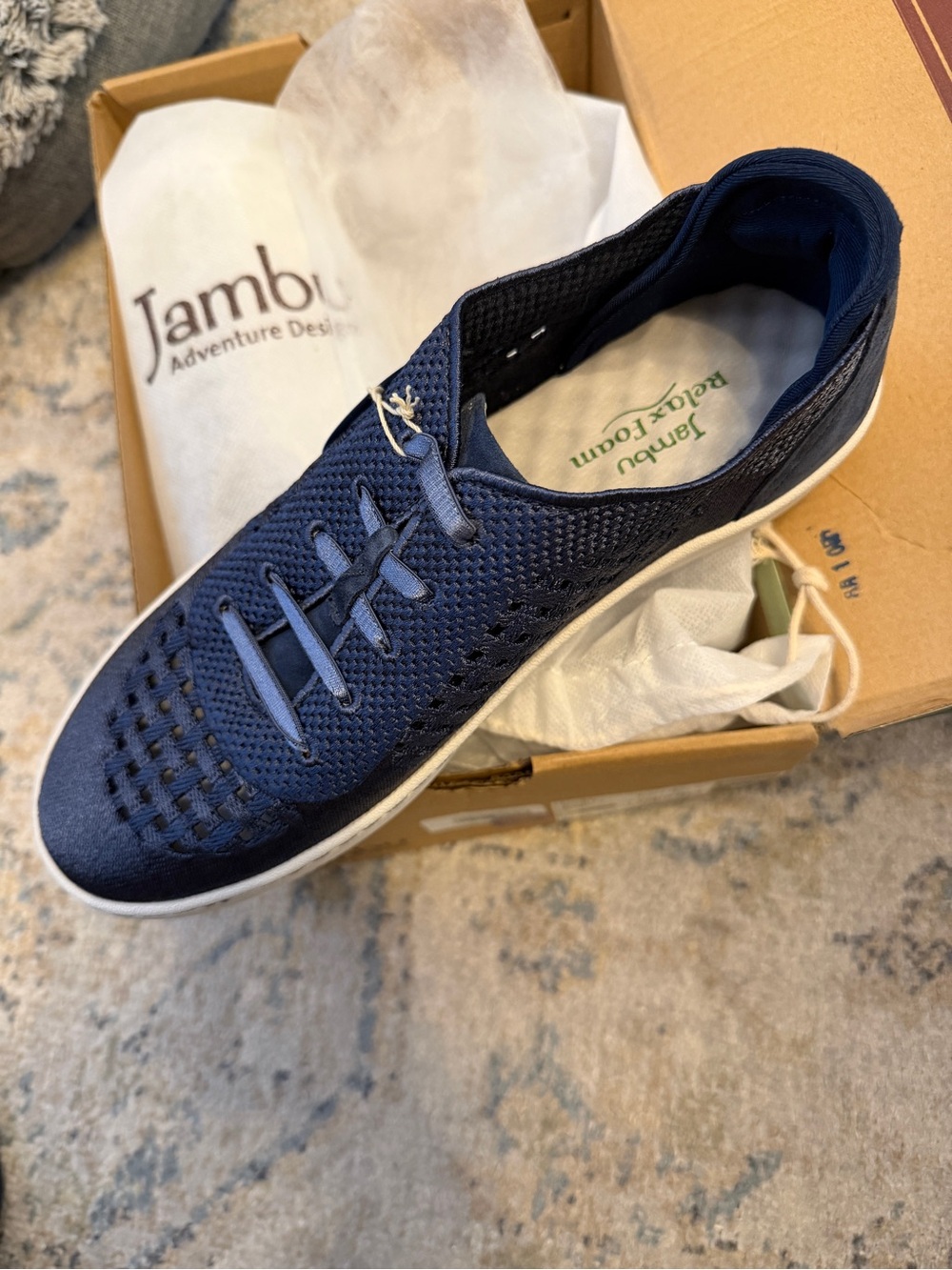 Jambu Women’s Navy Knit Slip-On Casual Sneaker